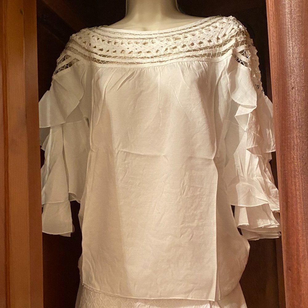 Esley Fiesta Blouse- White-NWT